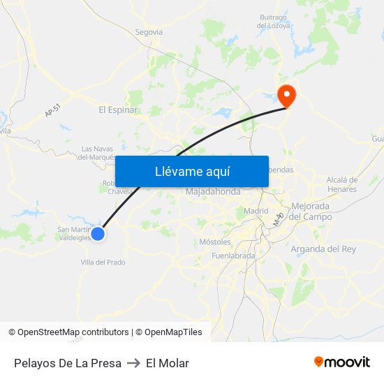 Pelayos De La Presa to El Molar map