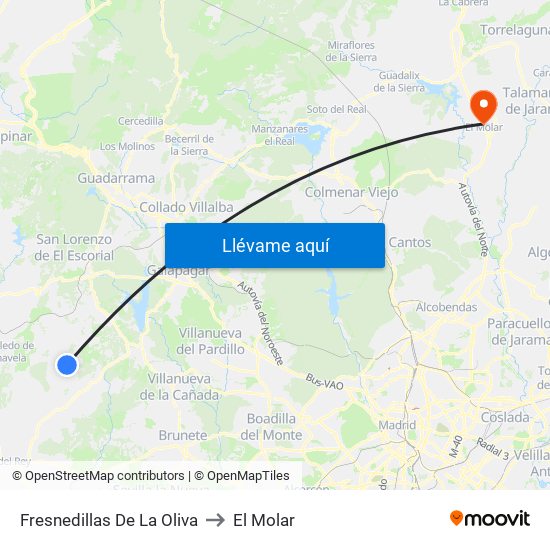 Fresnedillas De La Oliva to El Molar map