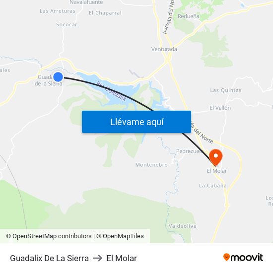 Guadalix De La Sierra to El Molar map