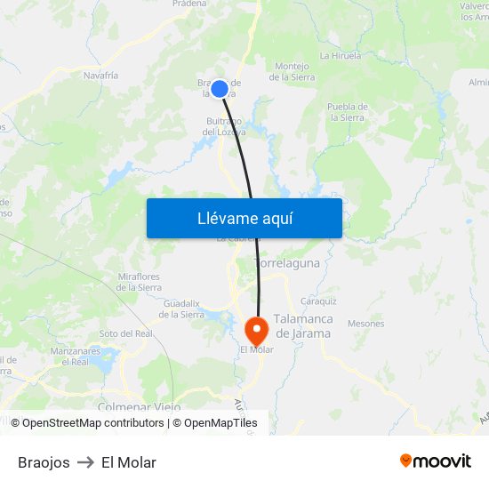 Braojos to El Molar map