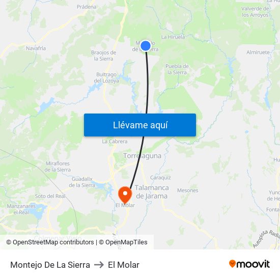 Montejo De La Sierra to El Molar map