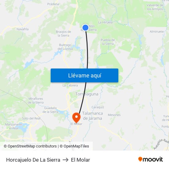 Horcajuelo De La Sierra to El Molar map