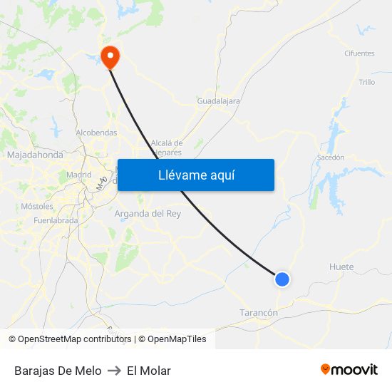 Barajas De Melo to El Molar map