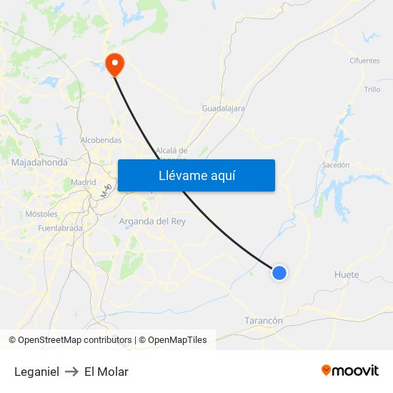 Leganiel to El Molar map