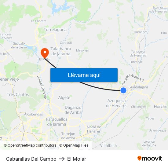 Cabanillas Del Campo to El Molar map