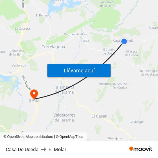 Casa De Uceda to El Molar map