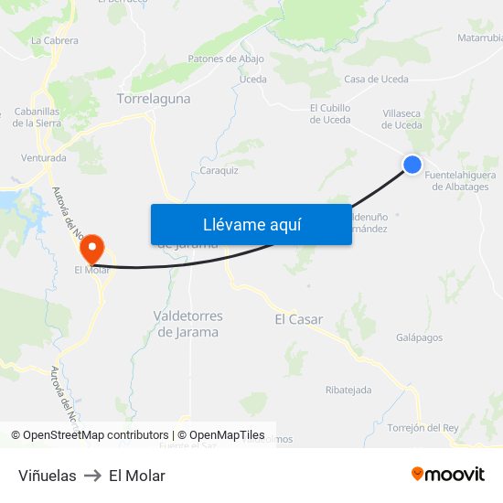 Viñuelas to El Molar map