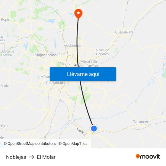 Noblejas to El Molar map