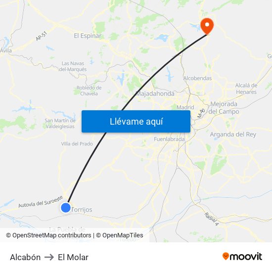 Alcabón to El Molar map