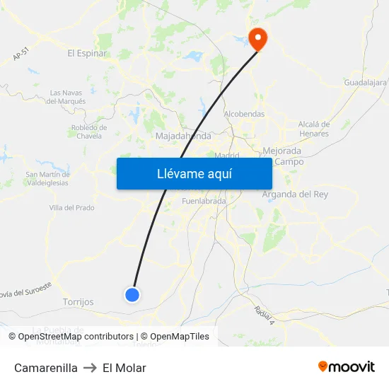 Camarenilla to El Molar map