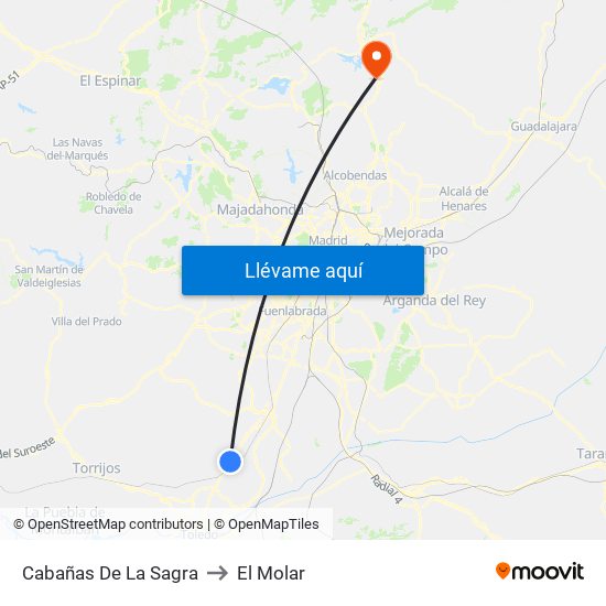 Cabañas De La Sagra to El Molar map