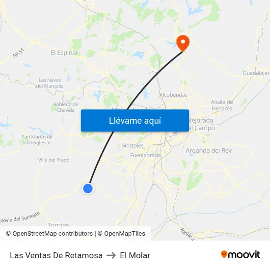 Las Ventas De Retamosa to El Molar map