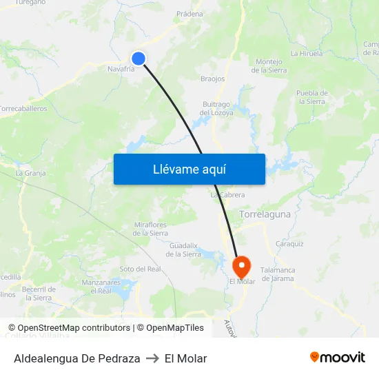 Aldealengua De Pedraza to El Molar map