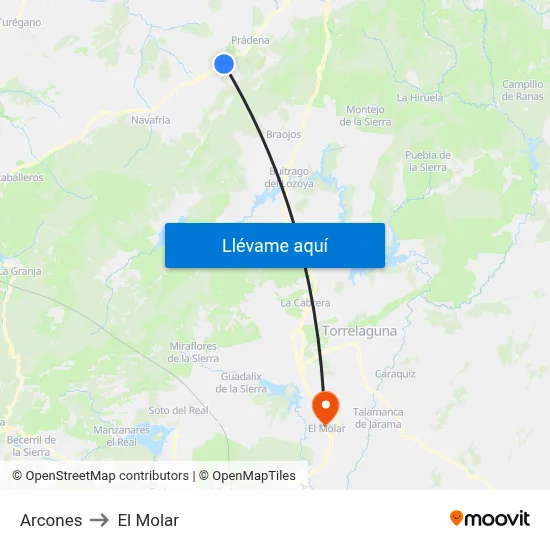 Arcones to El Molar map