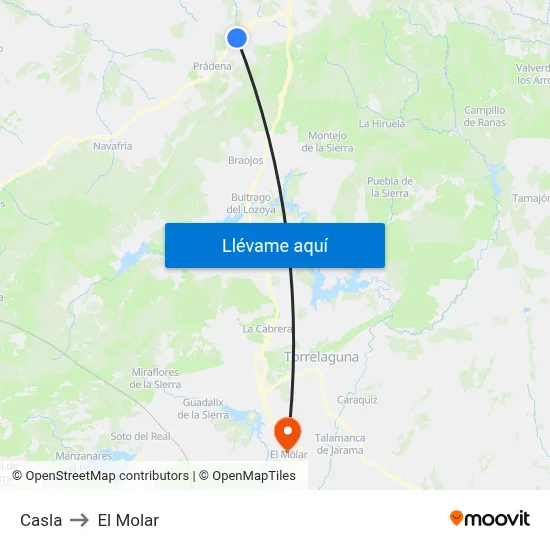 Casla to El Molar map