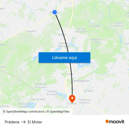 Prádena to El Molar map