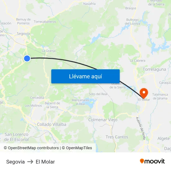 Segovia to El Molar map