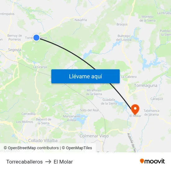 Torrecaballeros to El Molar map