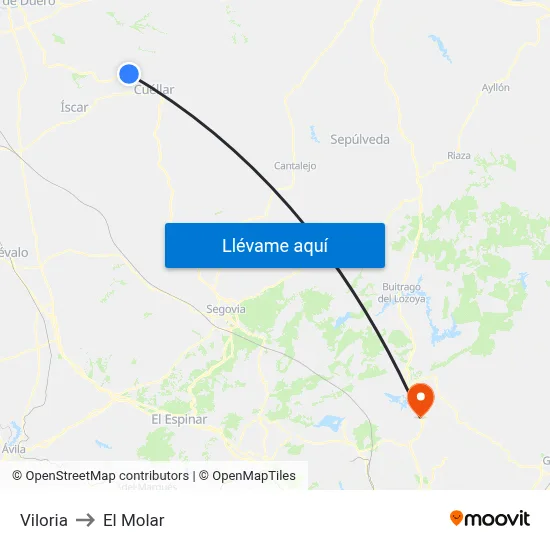 Viloria to El Molar map