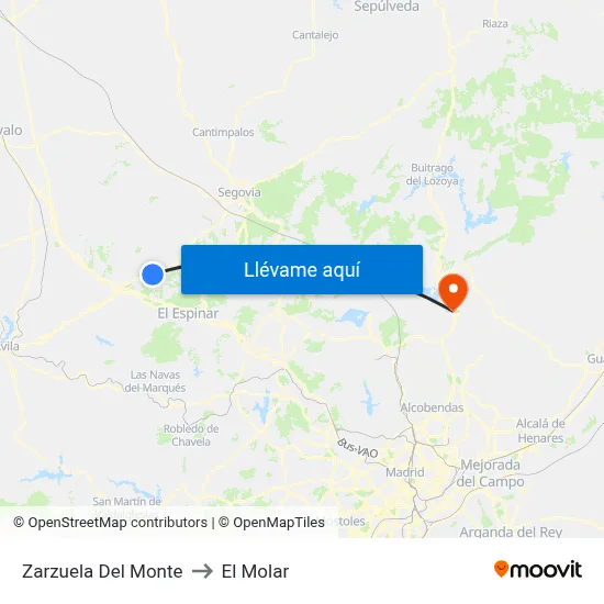 Zarzuela Del Monte to El Molar map