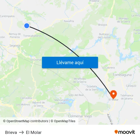 Brieva to El Molar map
