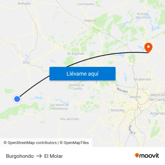 Burgohondo to El Molar map
