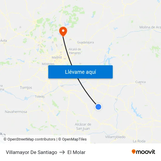 Villamayor De Santiago to El Molar map