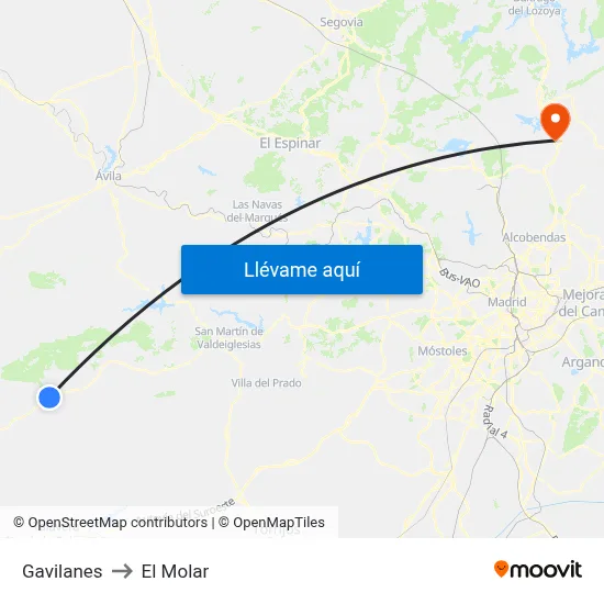 Gavilanes to El Molar map