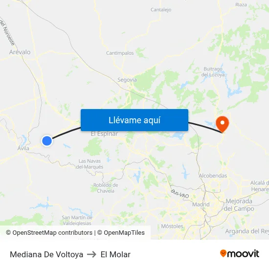 Mediana De Voltoya to El Molar map