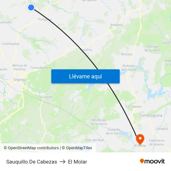 Sauquillo De Cabezas to El Molar map