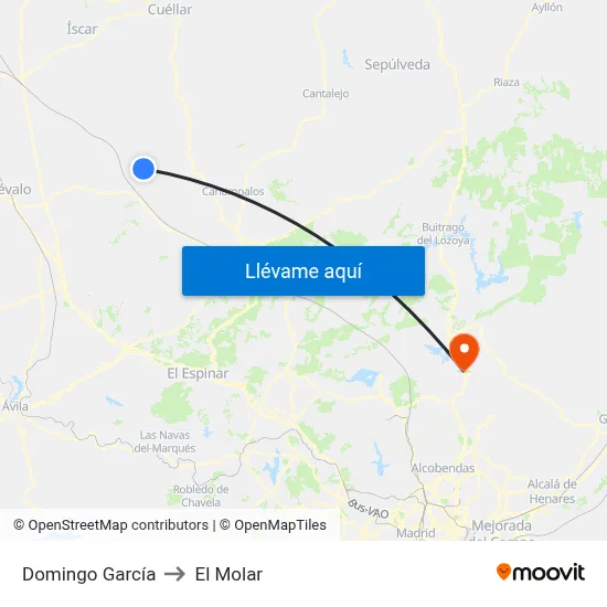 Domingo García to El Molar map