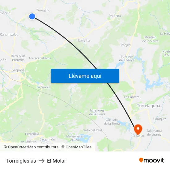 Torreiglesias to El Molar map
