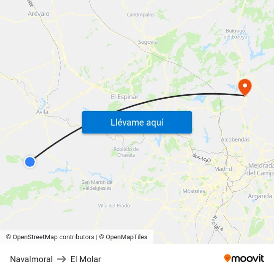 Navalmoral to El Molar map