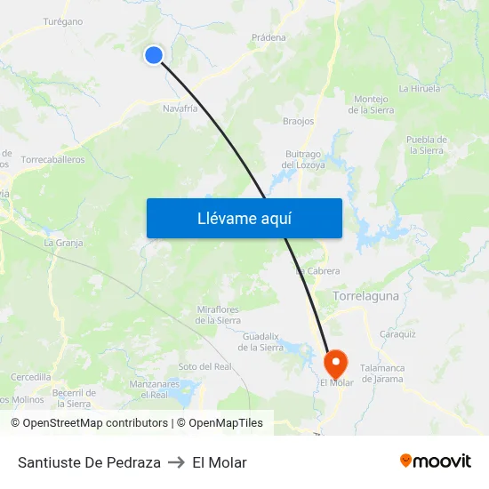 Santiuste De Pedraza to El Molar map