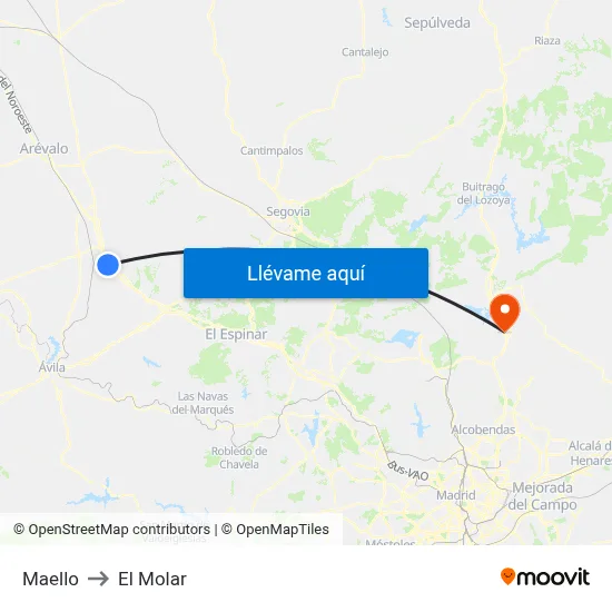 Maello to El Molar map