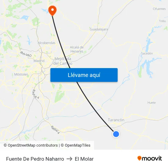Fuente De Pedro Naharro to El Molar map