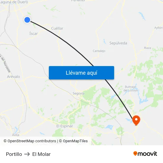 Portillo to El Molar map