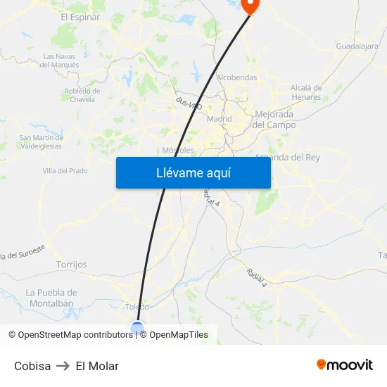Cobisa to El Molar map