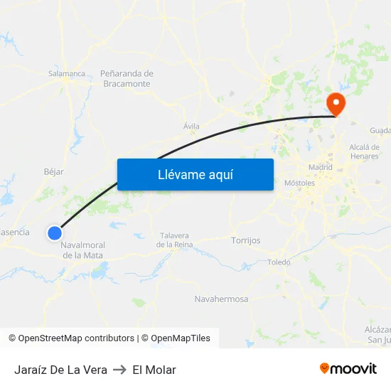 Jaraíz De La Vera to El Molar map