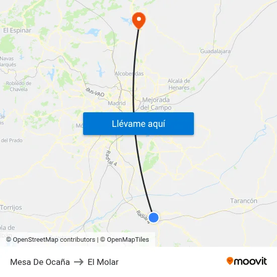 Mesa De Ocaña to El Molar map