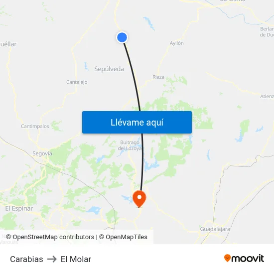 Carabias to El Molar map