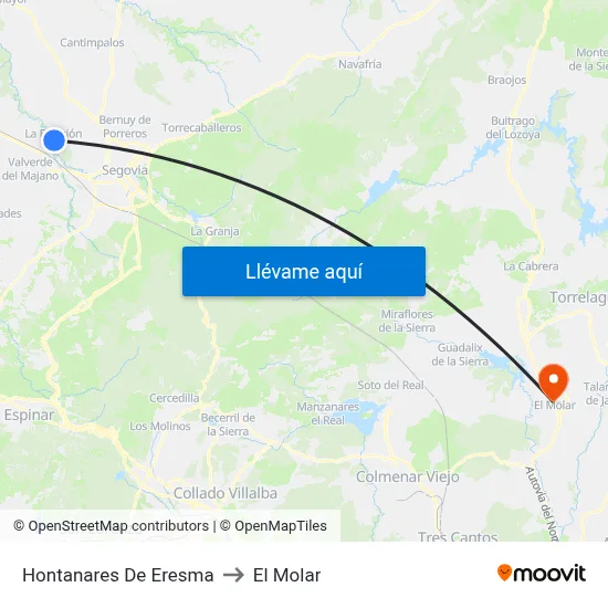 Hontanares De Eresma to El Molar map
