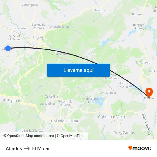 Abades to El Molar map