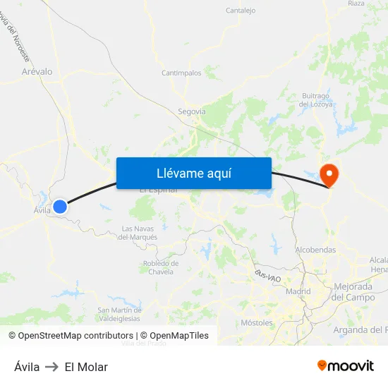 Ávila to El Molar map