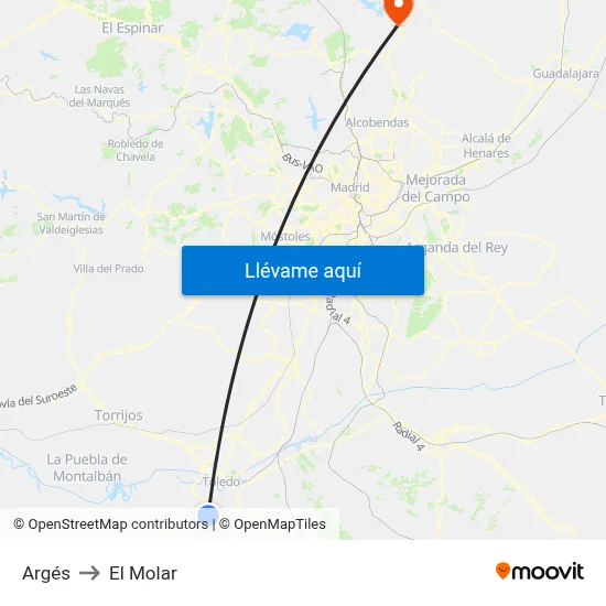 Argés to El Molar map