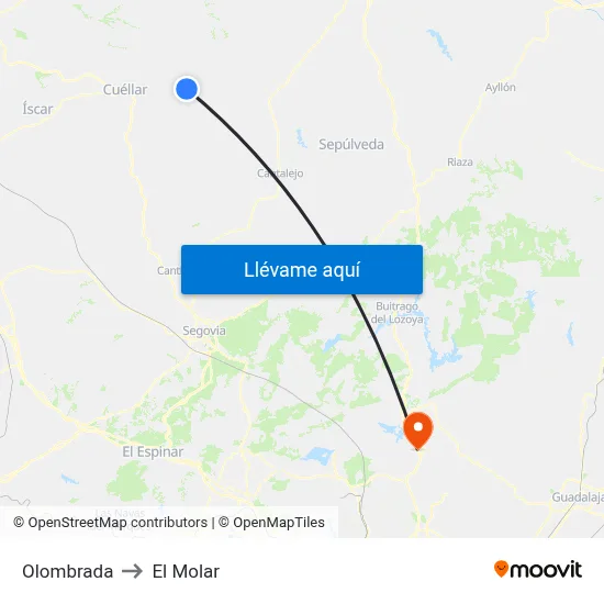 Olombrada to El Molar map