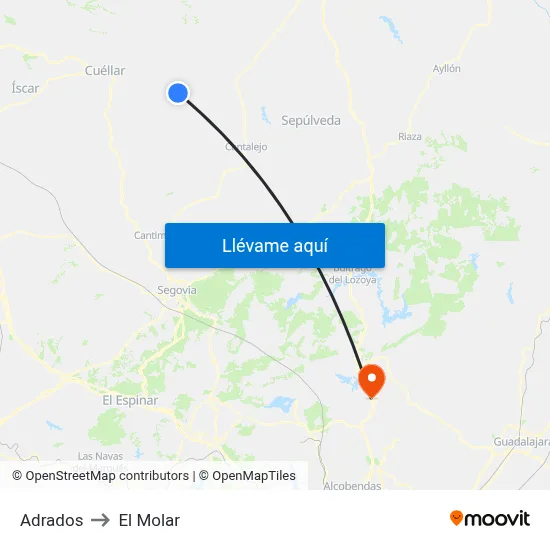 Adrados to El Molar map