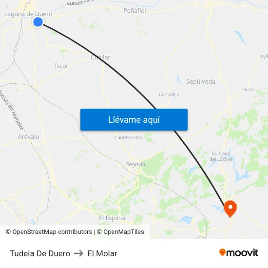 Tudela De Duero to El Molar map