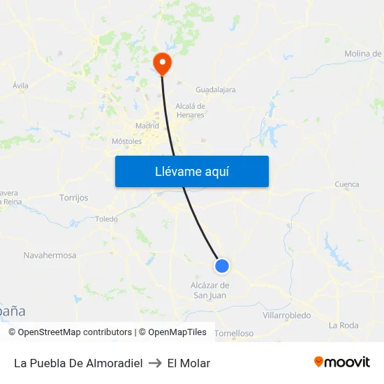 La Puebla De Almoradiel to El Molar map