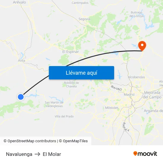 Navaluenga to El Molar map